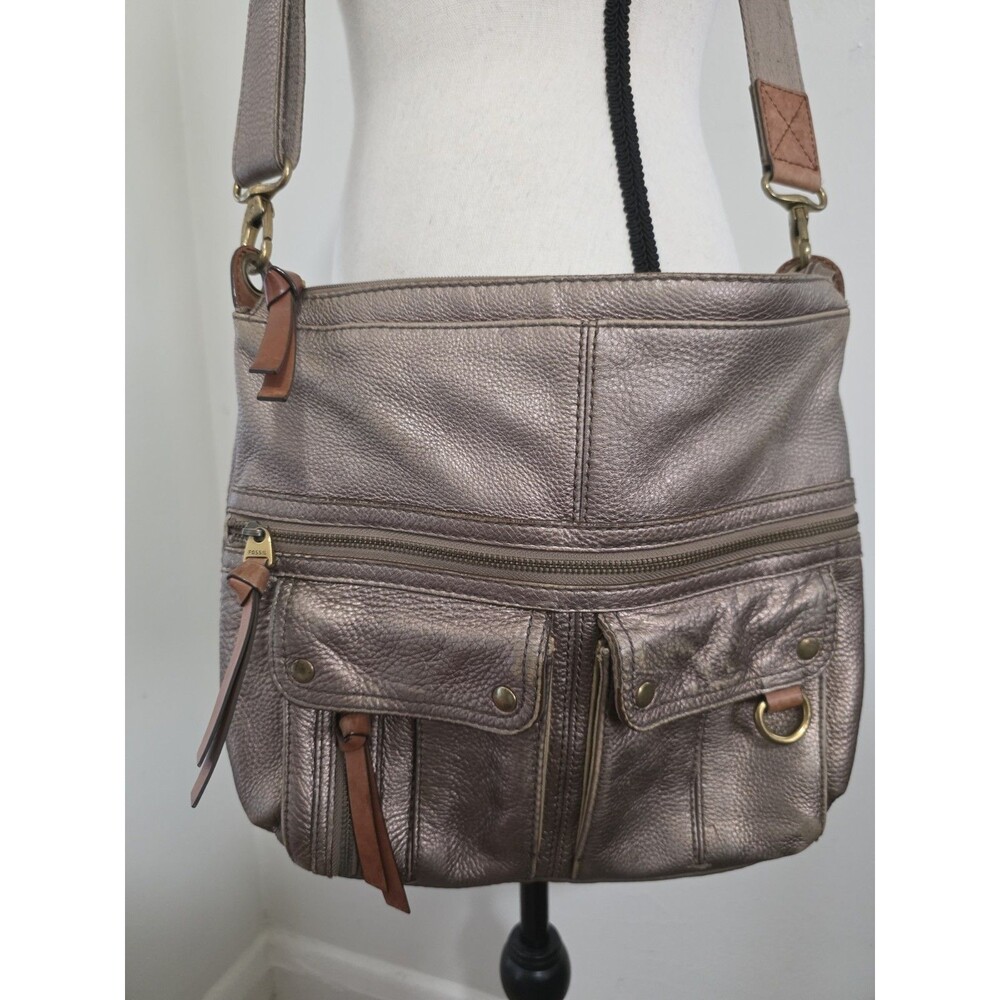Cool FOSSIL Morgan Traveler Crossbody BronzeMetallic SoftPebble Leather Hobo Bag